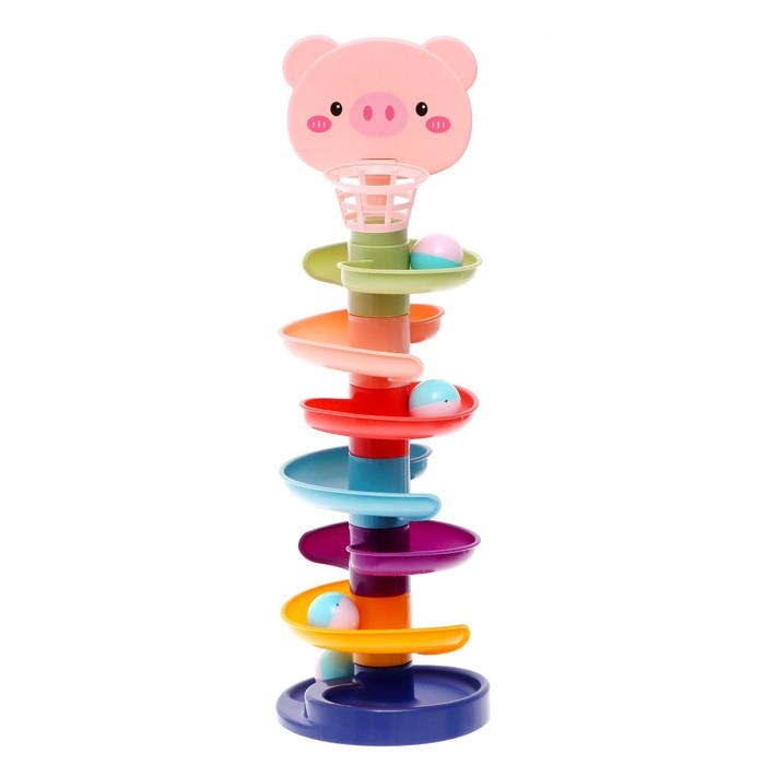 Развивающая пирамидка &laquo;Попади в корзину&raquo;, 8 элементов, цвет розовый