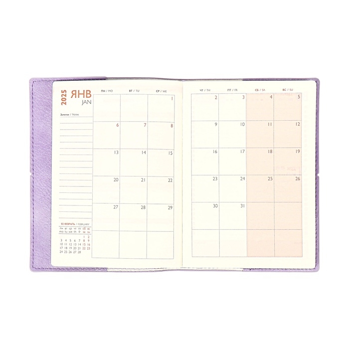 Ежедневник датир 2025г А6+ 176л ESCALADA, мяг обл, иск кожа, тис ф, кр бл 70г/м2, сир-ый