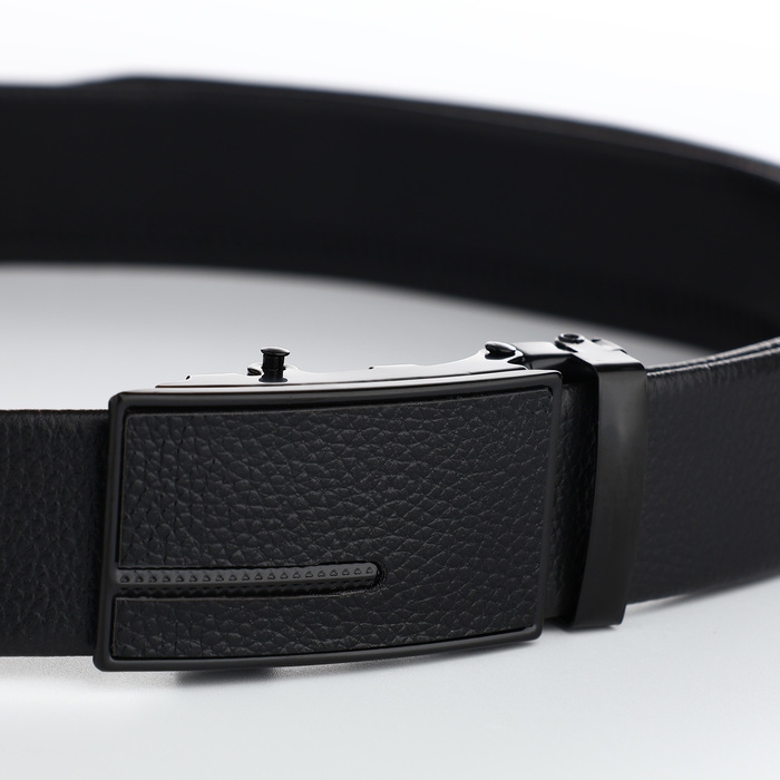 Ремень мужской, ширина 3,5 см, пряжка автомат, цвет чёрный