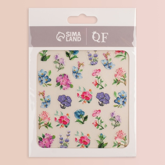 Наклейки для ногтей «Цветочный сад», объёмные, разноцветные Наклейки для ногтей «Цветочный сад», объёмные, разноцветные