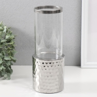 Подсвечник керамика, стекло на 1 свечу "Нуар. Цилиндр" d=7,5 см серебро 9х9х24 см Подсвечник керамика, стекло на 1 свечу "Нуар. Цилиндр" d=7,5 см серебро 9х9х24 см