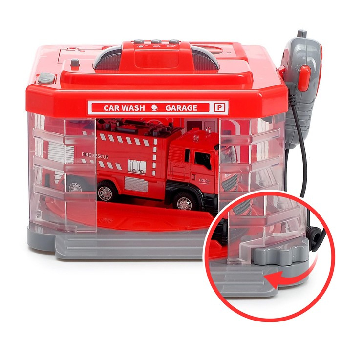 Парковка &laquo;Пожарная часть&raquo; с машинкой и рацией, световые и звуковые эффекты, МИКС