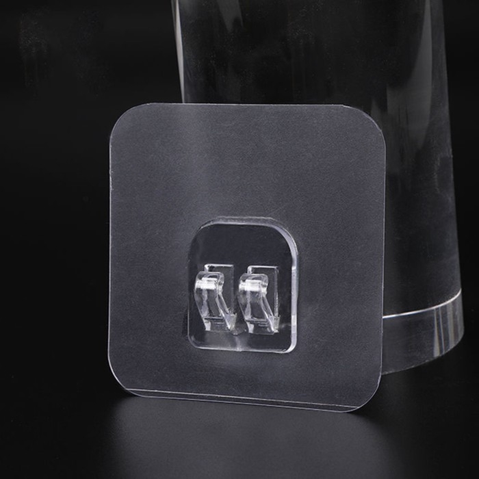 Крючок самоклеящийся для прутьев, прозрачная основа, 5,6&times;5,6 см, 10 шт