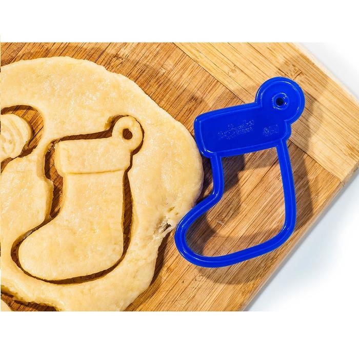 Форма для печенья &laquo;Рождественский носок&raquo;, вырубка, штамп, 9&times;8 см, цвет синий