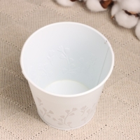 Кашпо "Ведерко Ландыши" белое, 12х12х11см Кашпо "Ведерко Ландыши" белое, 12х12х11см