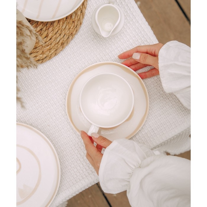 Чайная пара фарфоровая SL Home «Гато», 2 предмета: чашка 270 мл, блюдце d=16,5 см, цвет белый Чайная пара фарфоровая SL Home «Гато», 2 предмета: чашка 270 мл, блюдце d=16,5 см, цвет белый