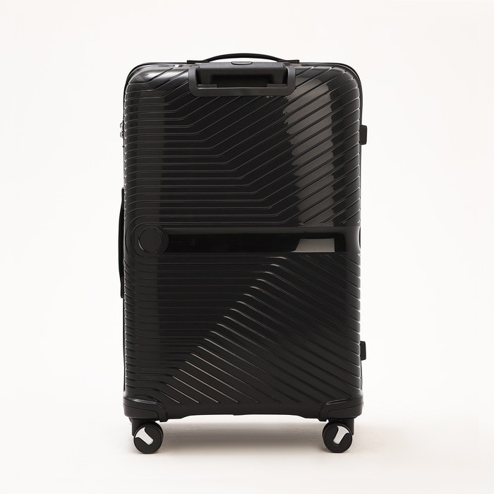Чемодан большой 100 л (L), отдел на молнии, кодовый замок, 4 колеса, цвет чёрный