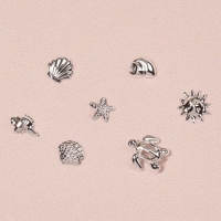 Фигурки для ногтей &laquo;Океан&raquo;, металлические, объёмные, серебристые