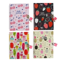 Записная книжка на замочке "Ягоды/Фрукты" А5-, 45 листов, в линейку, на гребне, МИКС Записная книжка на замочке "Ягоды/Фрукты" А5-, 45 листов, в линейку, на гребне, МИКС