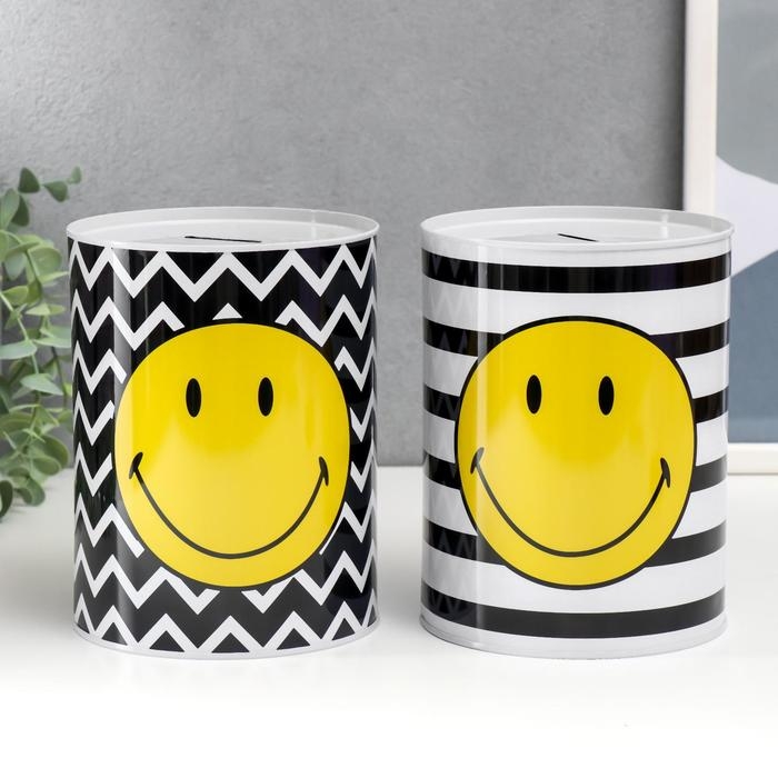 Копилка металл банка "Смайлы и геометрия" МИКС 16х12х12 см