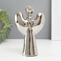 Подсвечник керамика на 1 свечу "Ангел с нимбом" d=4 см серебро 11,5х10х18,5 см Подсвечник керамика на 1 свечу "Ангел с нимбом" d=4 см серебро 11,5х10х18,5 см