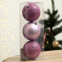 Шары ёлочные новогодние &laquo;Успеха в Новом году!&raquo;, на Новый год, пластик, d=8, 3 шт., цвет розовая гамма