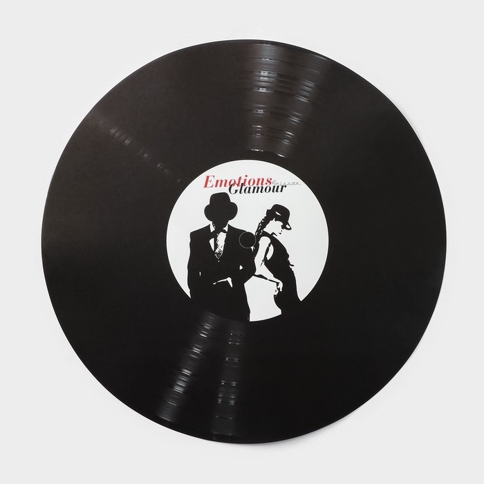 Салфетка сервировочная на стол Доляна «Виниловая пластинка», d=38 см, цвет чёрный Салфетка сервировочная на стол Доляна «Виниловая пластинка», d=38 см, цвет чёрный