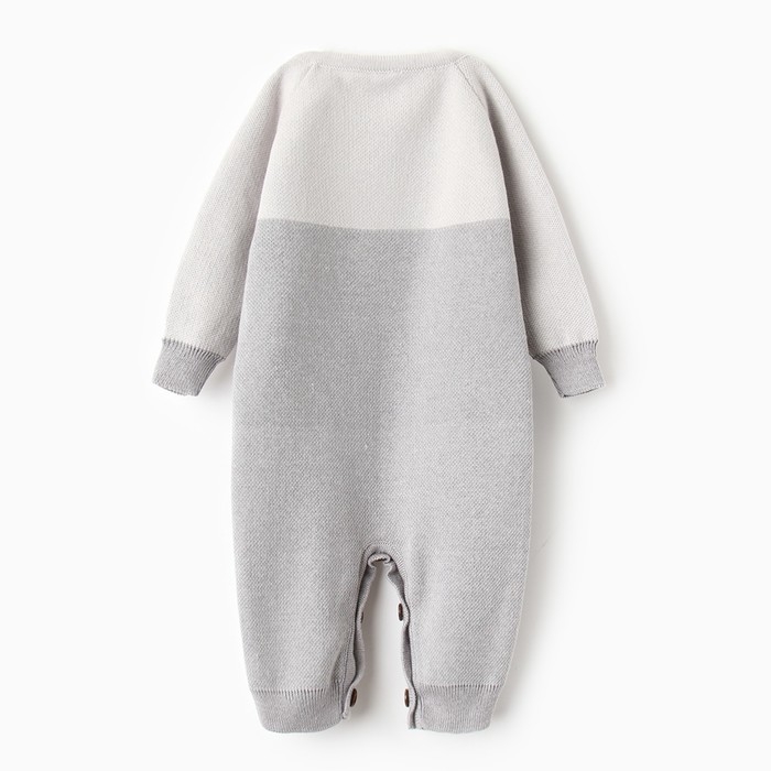 Комбинезон вязаный Крошка Я "Мордочка", рост 86-92 см, серый