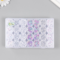 Бусины в шкатулке "Диски с рисунками" 28 делений 10,5х17,5х2,6 см