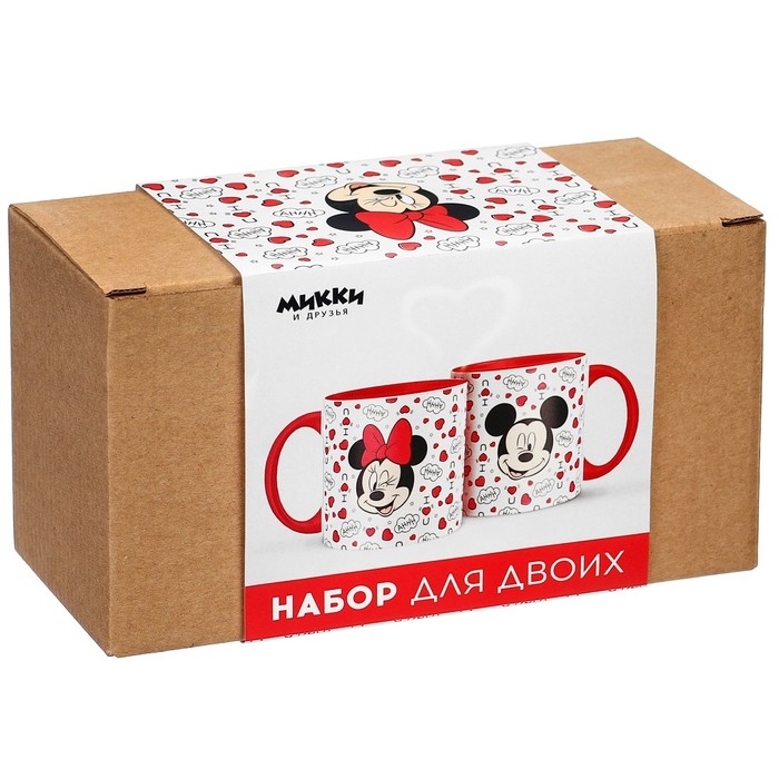 Набор парных кружек, 320 мл "Сердечки", Микки и друзья