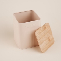 Банка для сахара &laquo;Сан-Лоренцо&raquo;, 10&times;13 см, цвет розовый, с бамбуковой крышкой