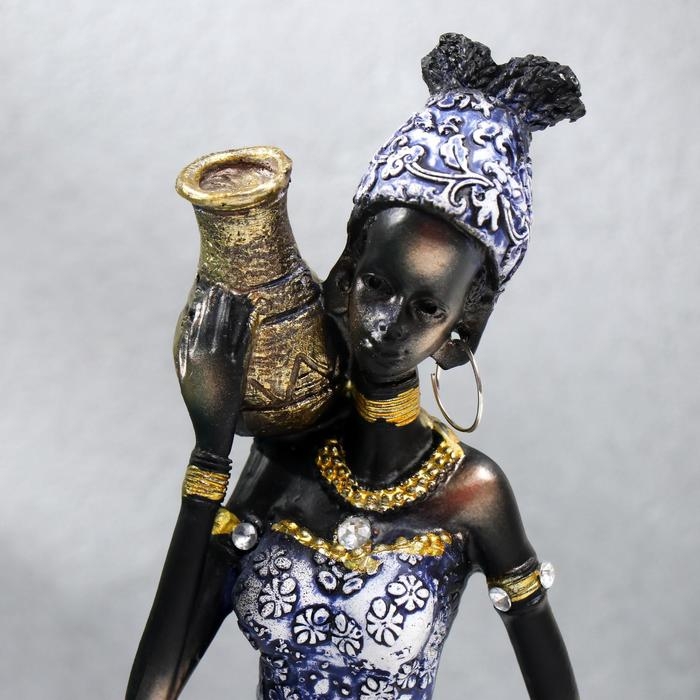 Сувенир полистоун "Африканка Амади" синее платье с узорами МИКС 19х11х7,7 см