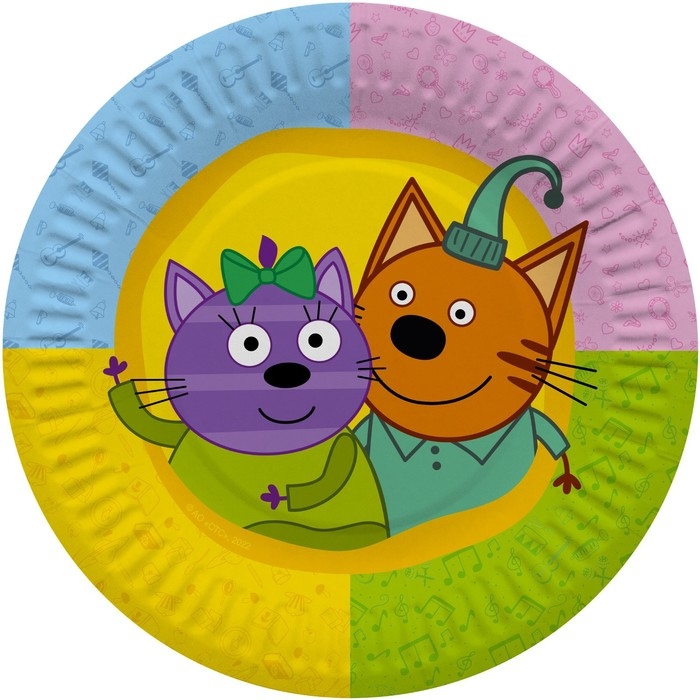 Тарелка бумажная &laquo;Три кота&raquo;, в наборе 6 штук, 18 см
