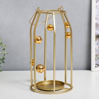 Подсвечник металл "Золотые шарики" золото 14х14х26 см