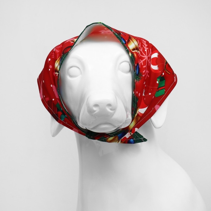 Новый год. Бандана для животных Новый год. Бандана для животных "Дед Мороз", размер L (ОШ до 62 см)