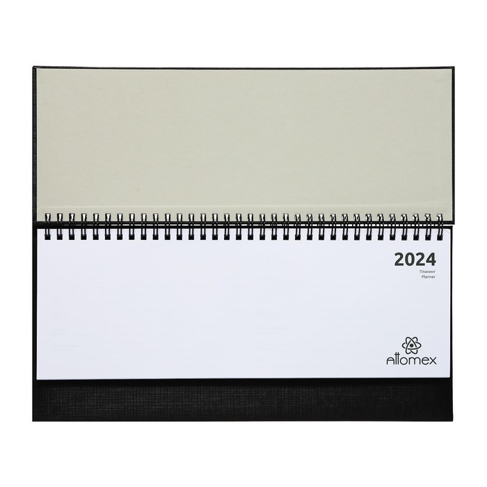 Планинг датированный 2024 года, 294 х 142 мм, 64 листа, на гребне, Attomex.Lancaster, твёрдая обложка балакрон, блок 70 г/м2, чёрный