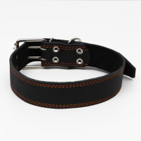 Ошейник кожаный на синтепоне, 82 х 4.5 см, ОШ 50-70 см, чёрный Ошейник кожаный на синтепоне, 82 х 4.5 см, ОШ 50-70 см, чёрный