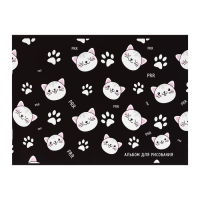 Альбом для рисования А4, 32 листа на скрепке "Котики", обложка мелованный картон, внутренний блок офсет 100 г/м&sup2;