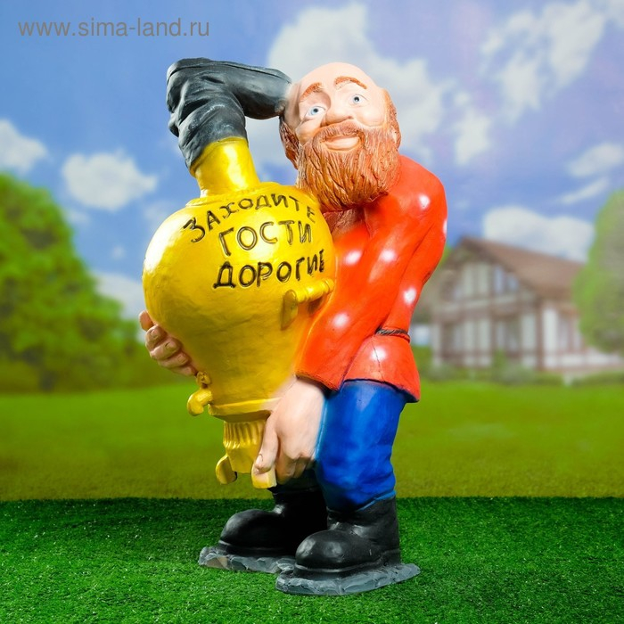 Садовая фигура Садовая фигура "Дед с самоваром" 56х34х32см