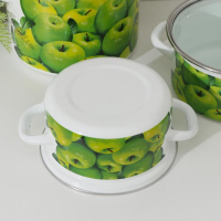 Набор кастрюль &laquo;Поздние яблоки&raquo;, 3 предмета: 1,5 л, 2,3 л, 5 л, стеклянные крышки, индукция