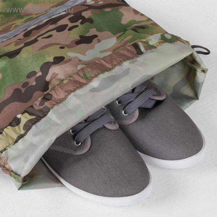 Мешок для обуви на шнурке, &laquo;ЗФТС&raquo;, светоотражающая полоса, цвет камуфляж