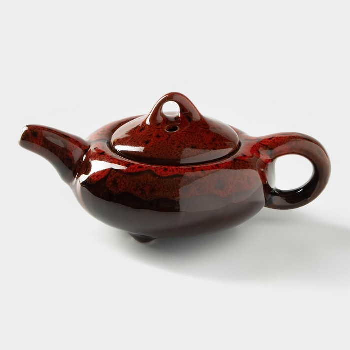 Набор для чайной церемонии керамический &laquo;Лунное озеро&raquo;, 7 предметов: 6 пиал 50 мл, чайник 150 мл, цвет красный