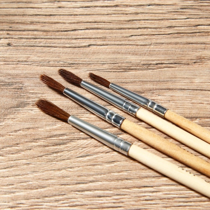 Кисть для рисования набор 4 шт. белка &laquo;TRUE ART&raquo; № 1, 2, 3, 4