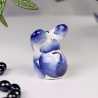 Сувенир гжель &laquo;Мышка&raquo;, бело-синий,керамика, малая,
