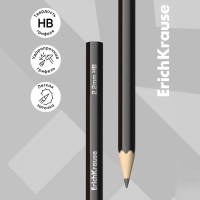 Набор чернографитных карандашей 4 штуки ErichKrause "Jet Black", HB, грифель d=2.2 мм, дерево, шестигранных, в пакете, чёрный корпус Набор чернографитных карандашей 4 штуки ErichKrause "Jet Black", HB, грифель d=2.2 мм, дерево, шестигранных, в пакете, чёрный корпус