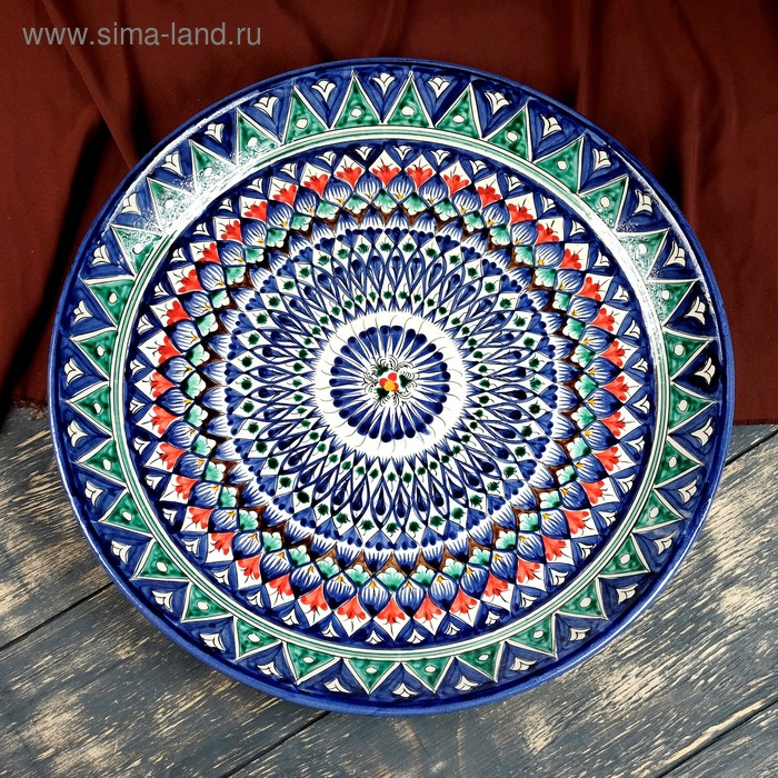 Ляган Риштанская Керамика Ляган Риштанская Керамика "Узоры", 37 см, синий микс