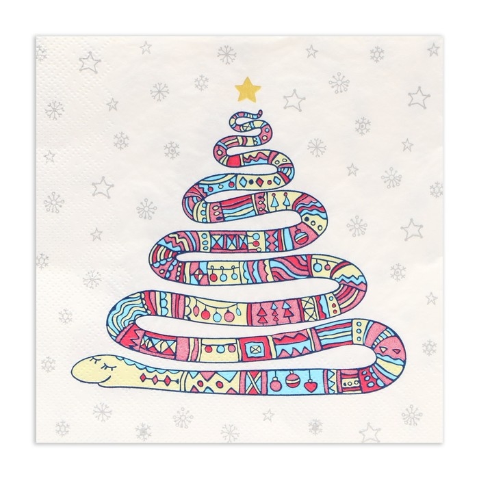 Новогодние салфетки бумажные Home Collection Сlassic &laquo;Год змеи на белом&raquo;, 3 слоя, 33х33 см, 20 шт