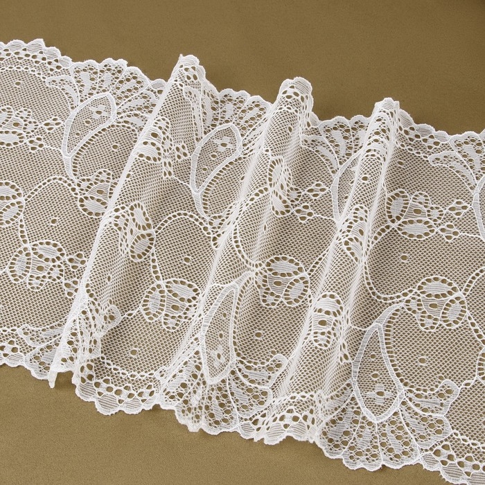 Кружевная эластичная ткань, 190 мм &times; 2,7 &plusmn; 0,5 м, цвет белый
