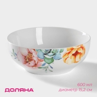 Салатник фарфоровый Доляна &laquo;Пташка&raquo; 600 мл, d=15,2 см, цвет белый