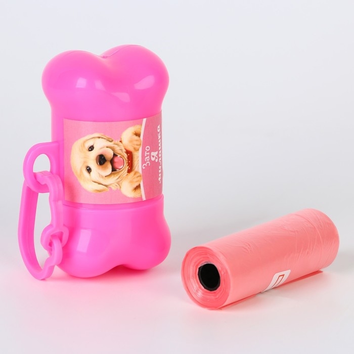 Контейнер с пакетами для уборки за собаками &laquo;Я милашка&raquo; (рулон 15 шт)