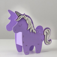 Кашпо деревянное 21.5×7×21 см уникальное "Единорог", сиреневый белый Кашпо деревянное 21.5×7×21 см уникальное "Единорог", сиреневый белый