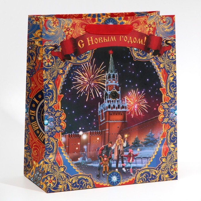 Пакет подарочный новогодний ламинированный &laquo;Красная площадь&raquo;, ML 23 х 27 х 11,5 см, Новый год