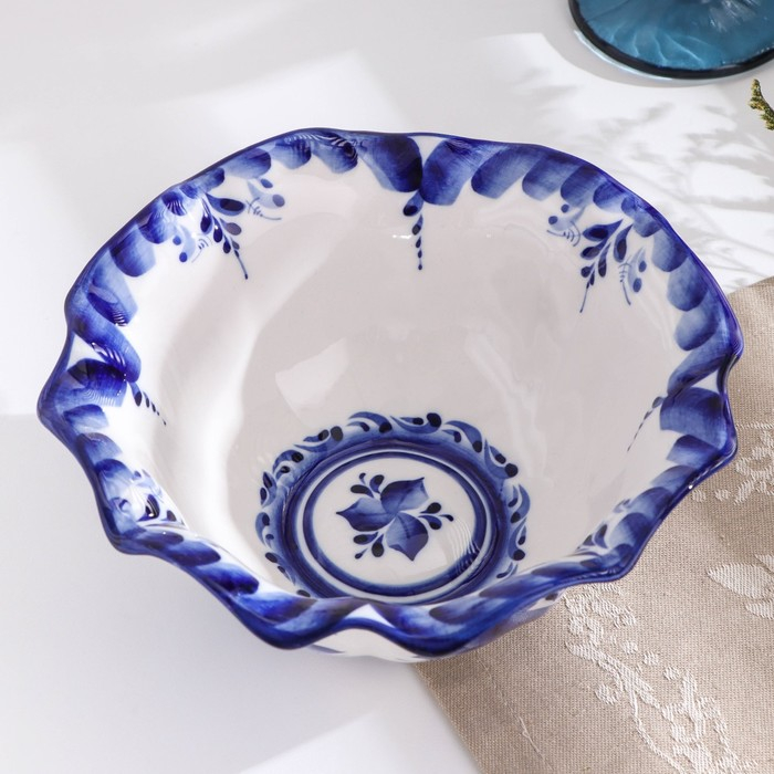 Салатник &laquo;Тюльпан&raquo;, 19х19х7,5 см, гжель