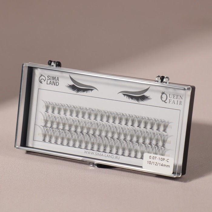 Набор накладных ресниц &laquo;Классика&raquo;, пучки, 10, 12, 14 мм, толщина 0,07 мм, изгиб C, 10 D