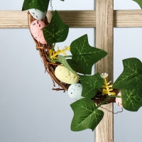 Венок на дверь интерьерный "Пасхальные яички с листочками" d=18 см Венок на дверь интерьерный "Пасхальные яички с листочками" d=18 см