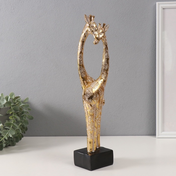 Сувенир полистоун Сувенир полистоун "Жирафы - нежность" геометрические узоры золото 10х7х39,5 см