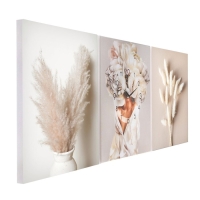 Часы-картина настенные модульные "Сухоцветы", 30 х 40 см, бесшумные, триптих