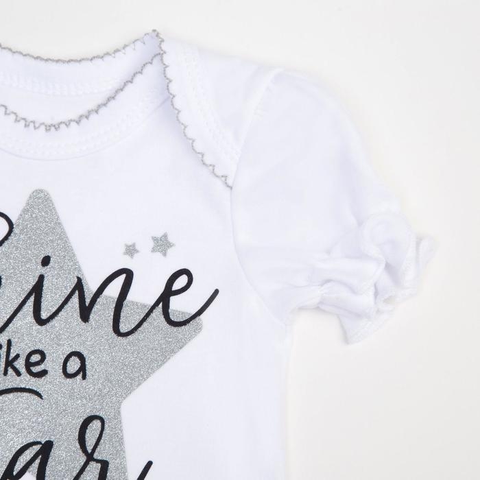 Набор Крошка Я: боди, юбка, повязка Shine, белый/серый, рост 74-80