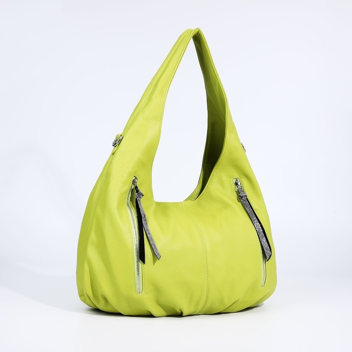 Сумка-мешок на молнии, 3 наружных кармана, цвет зелёный Сумка-мешок на молнии, 3 наружных кармана, цвет зелёный