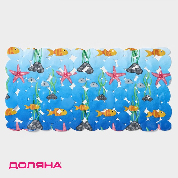 Коврик противоскользящий в ванну на присосках Доляна «Лагуна», 35×69 см Коврик противоскользящий в ванну на присосках Доляна «Лагуна», 35×69 см